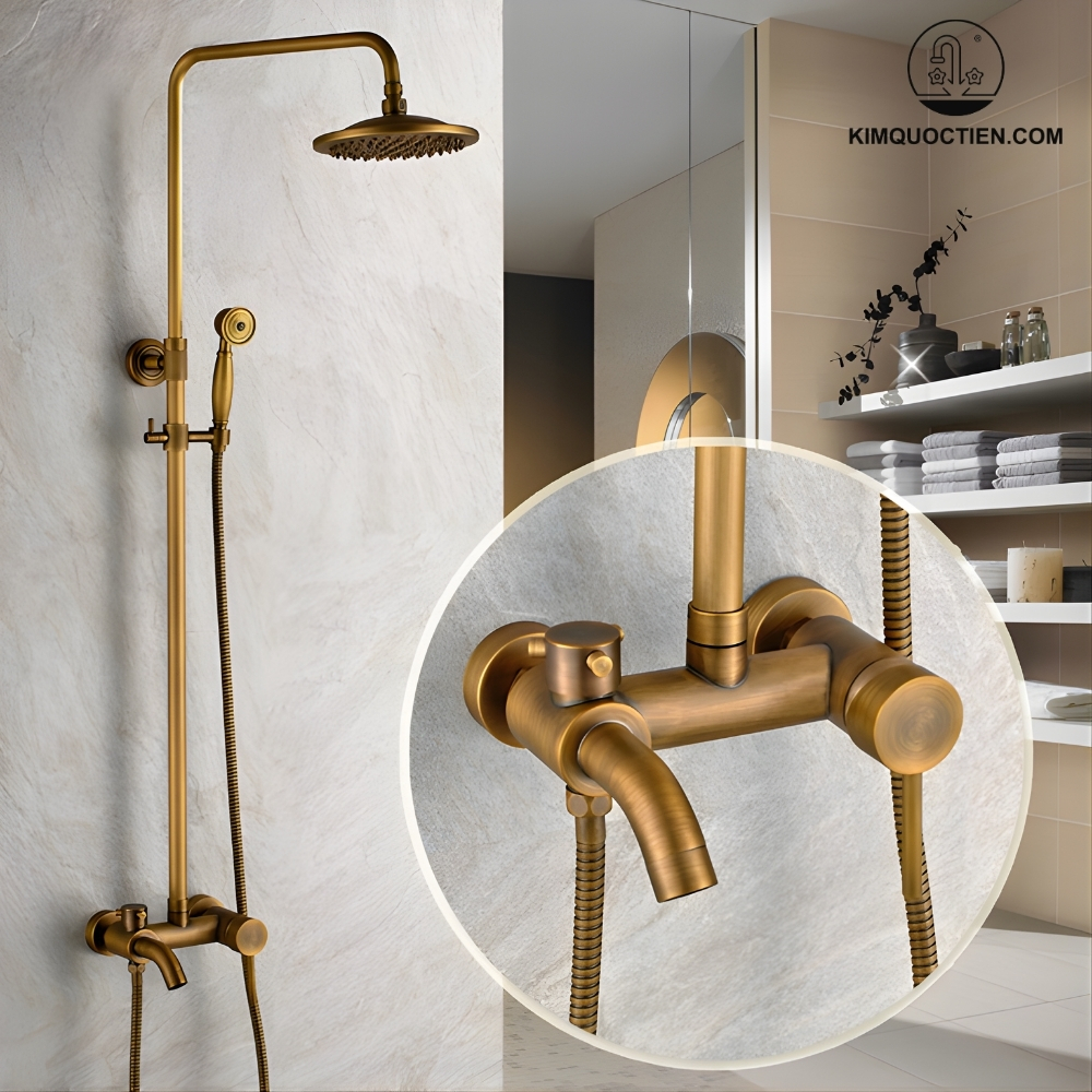 Vòi Sen Cây Kanly GCS18 Nóng Lạnh Cổ Điển Đồng Thau