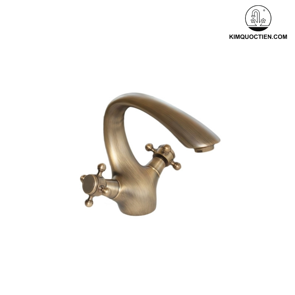 Vòi Lavabo Kanly GCV07 Nóng Lạnh Bằng Đồng Cổ Điển