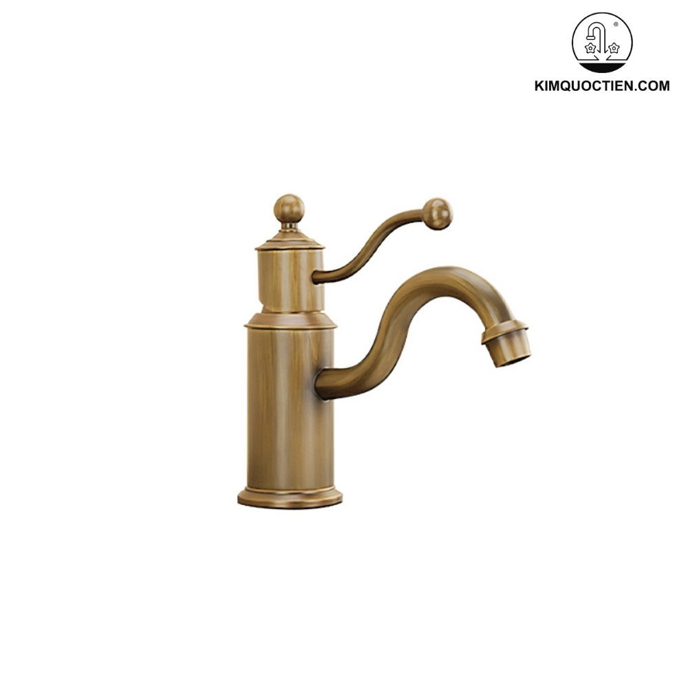 Vòi Lavabo Kanly GCV08 Nóng Lạnh Tay Nắm Cách Điệu Cổ Điển