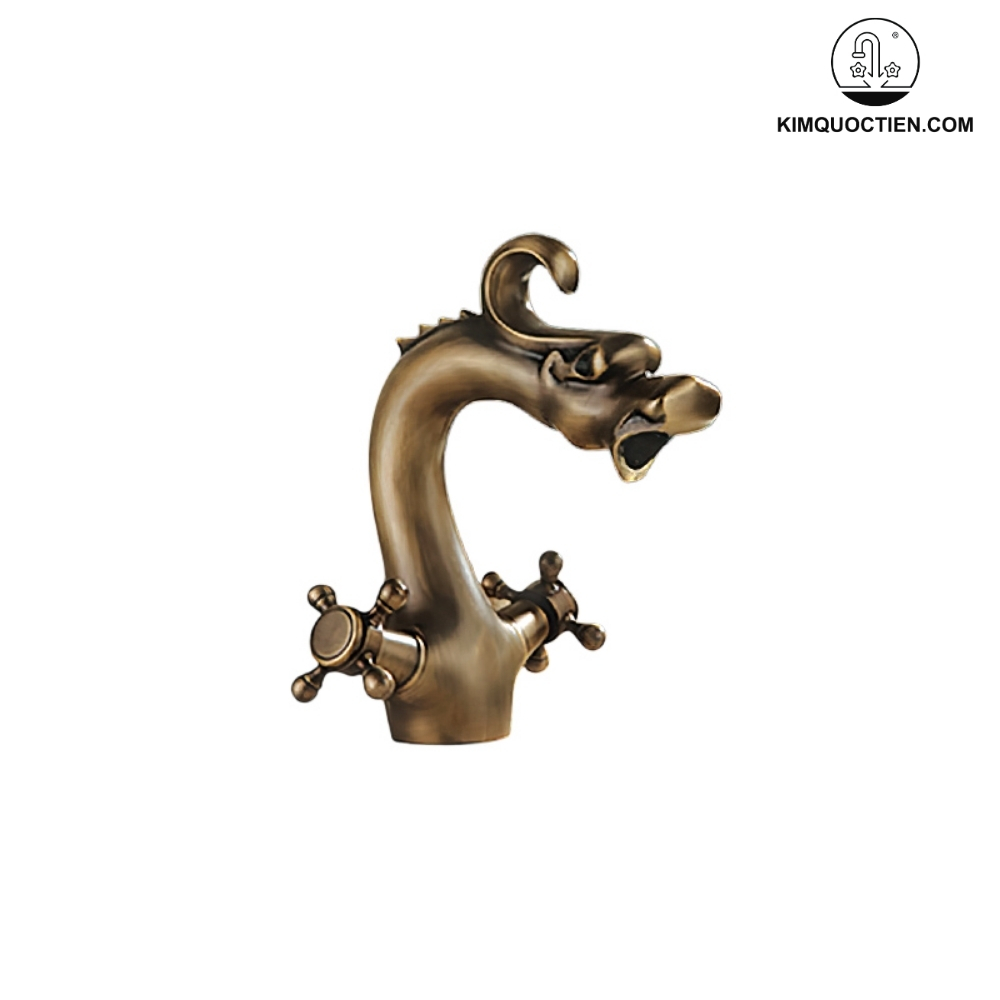 Vòi Lavabo Kanly GCV10 Nóng Lạnh Bằng Đồng Hình Đầu Rồng