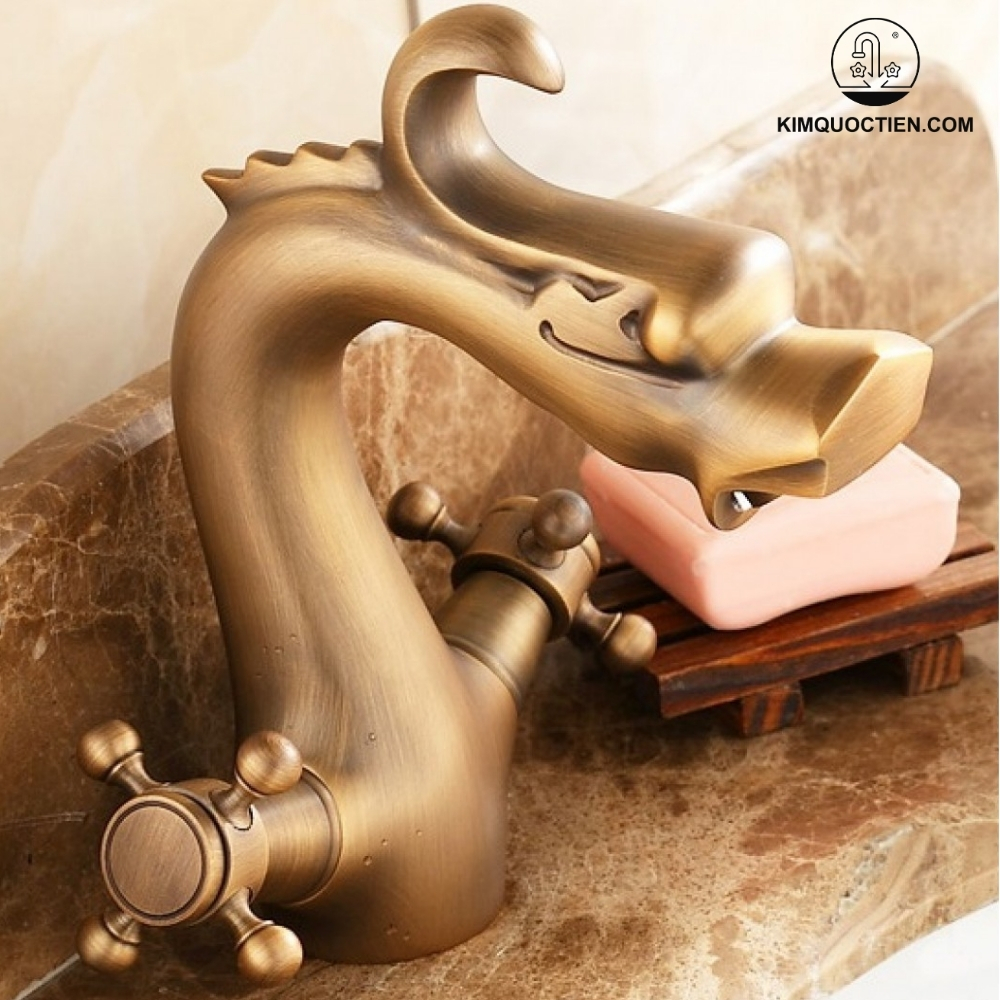 Vòi Lavabo Kanly GCV10 Nóng Lạnh Bằng Đồng Hình Đầu Rồng