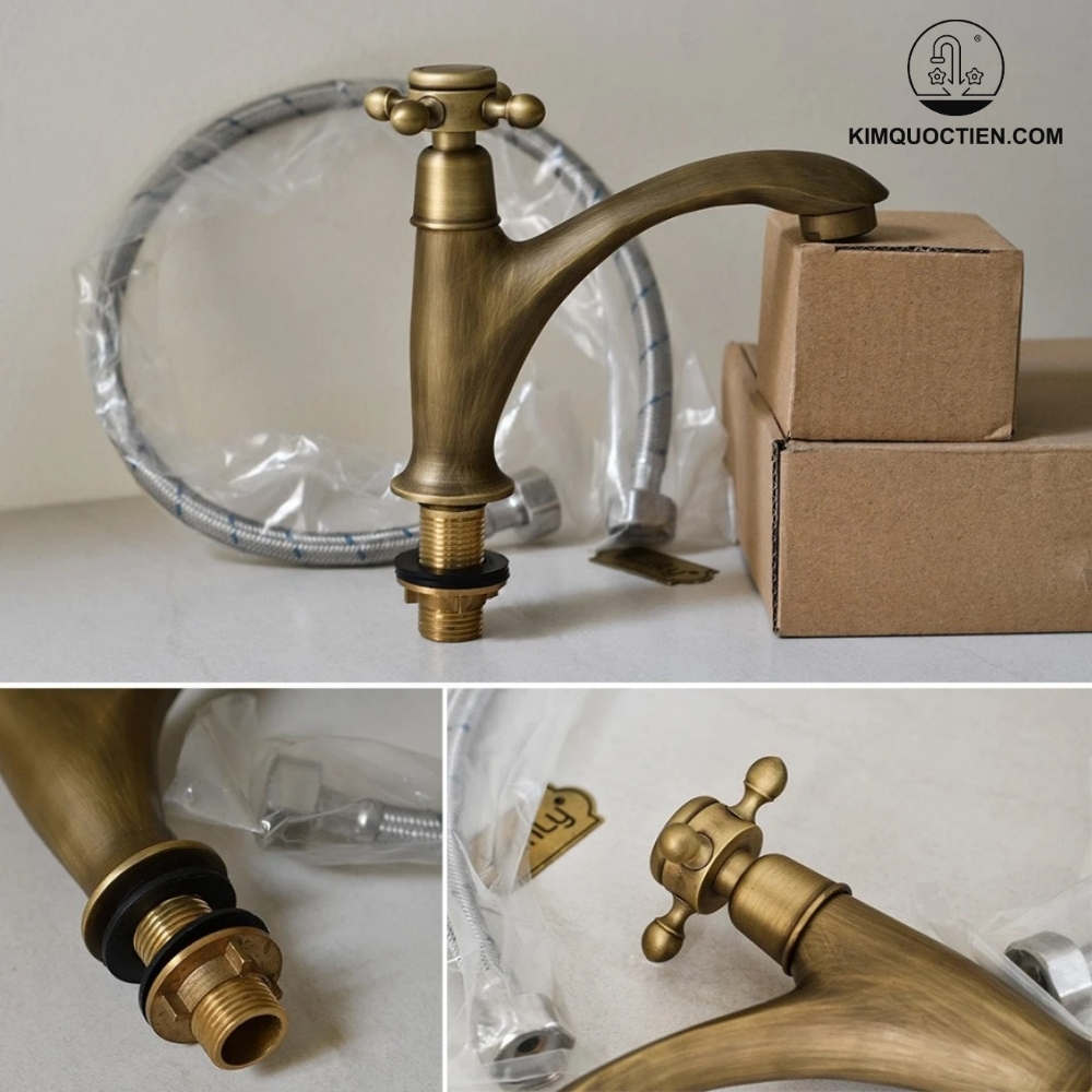 Vòi Lavabo Kanly GCV109 Lạnh Bằng Đồng Giả Cổ