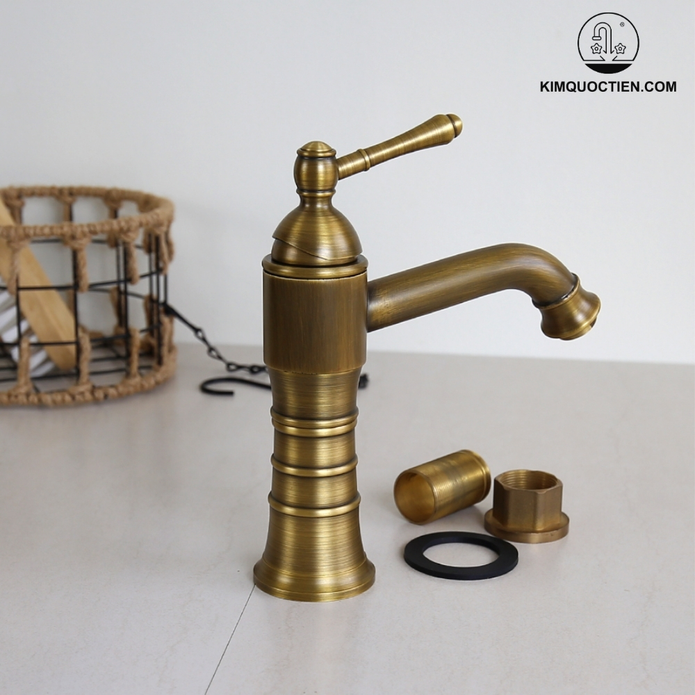 Vòi Lavabo Kanly GCV13 Nóng Lạnh Bằng Đồng Cổ Điển