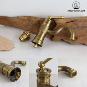 Vòi Lavabo Kanly GCV16 Nóng Lạnh Bằng Đồng Cổ Điển