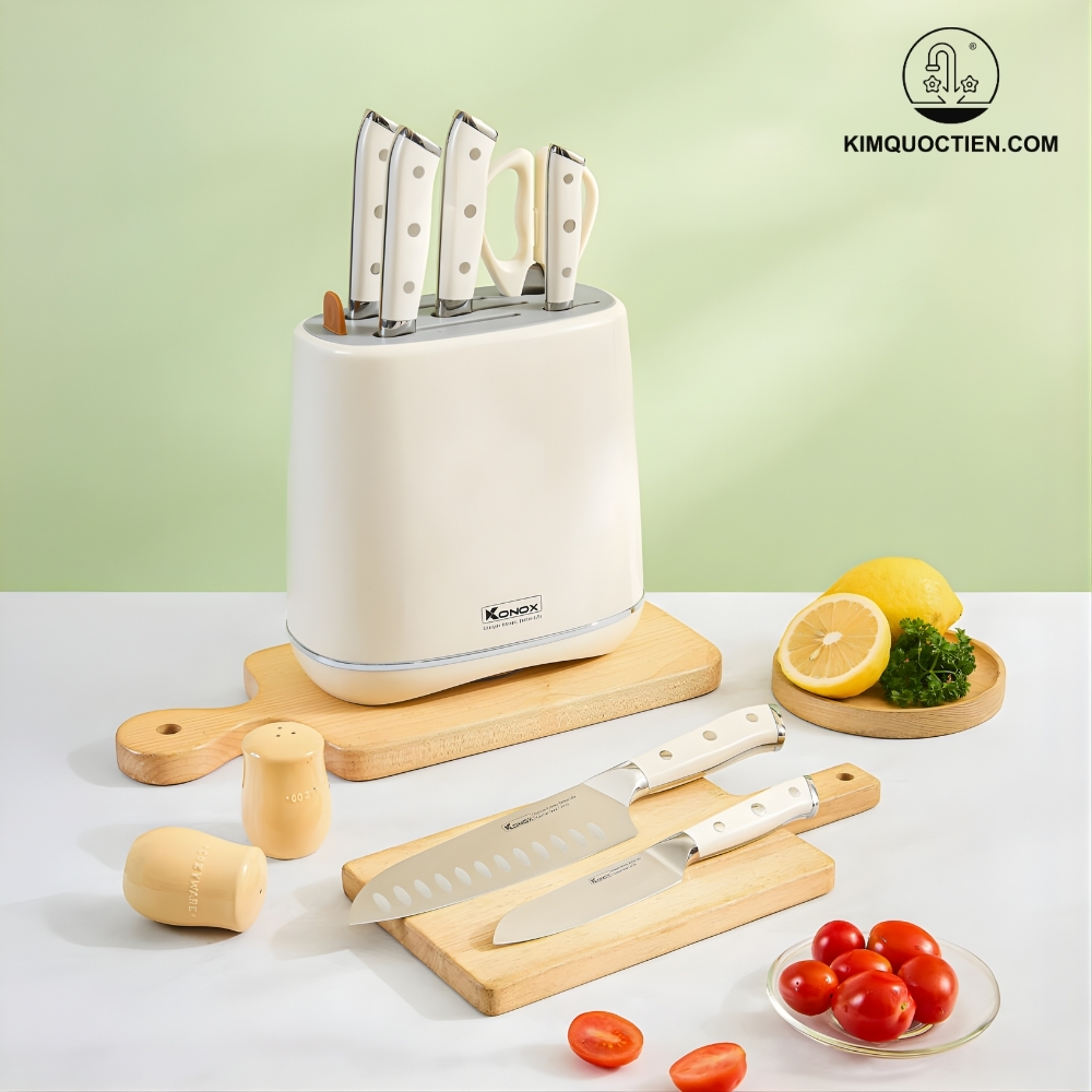 Bộ dao làm bếp 5 món cao cấp Konox Haper Grey