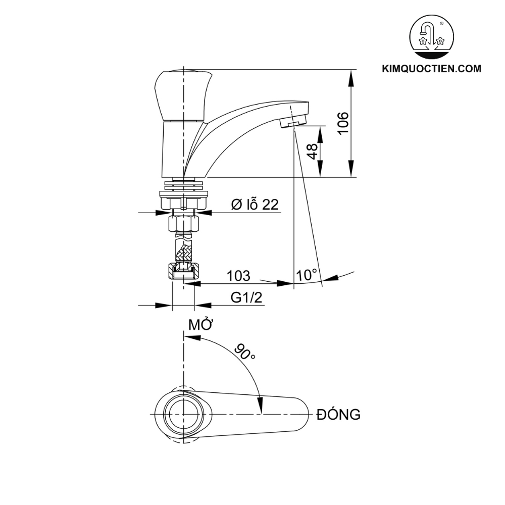Vòi lavabo lạnh Luxta L1102D