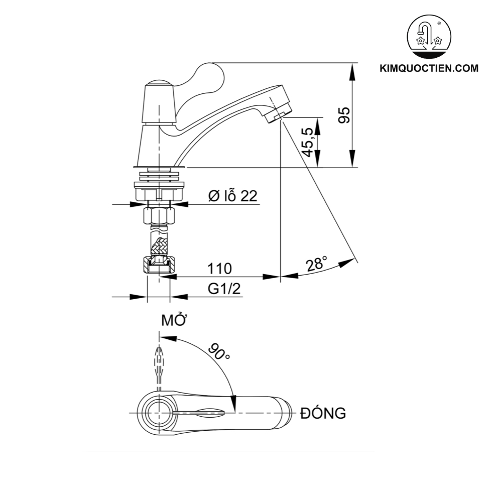 Vòi lavabo lạnh Luxta L1103
