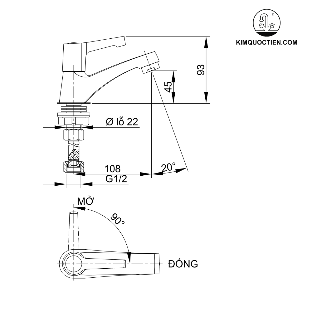 Vòi lavabo lạnh Luxta L1108T1