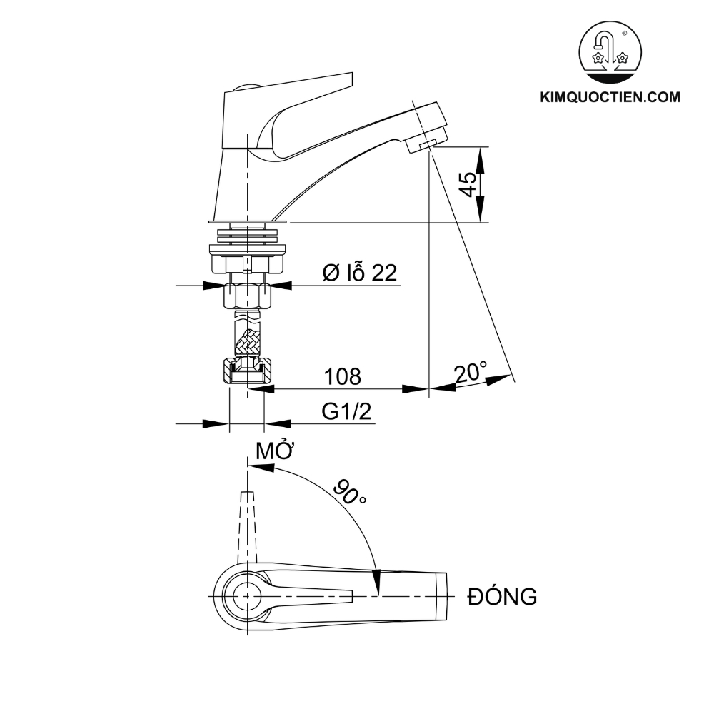 Vòi lavabo lạnh Luxta L1108V