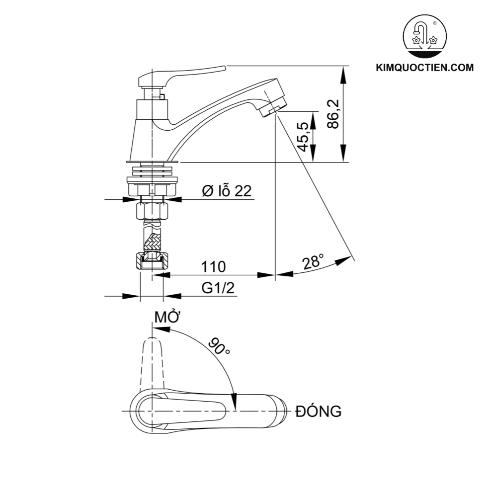 Vòi lavabo lạnh Luxta L1112M
