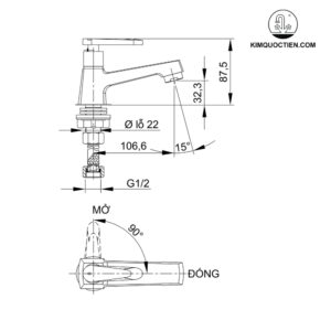 Vòi lavabo lạnh Luxta L1114WT3