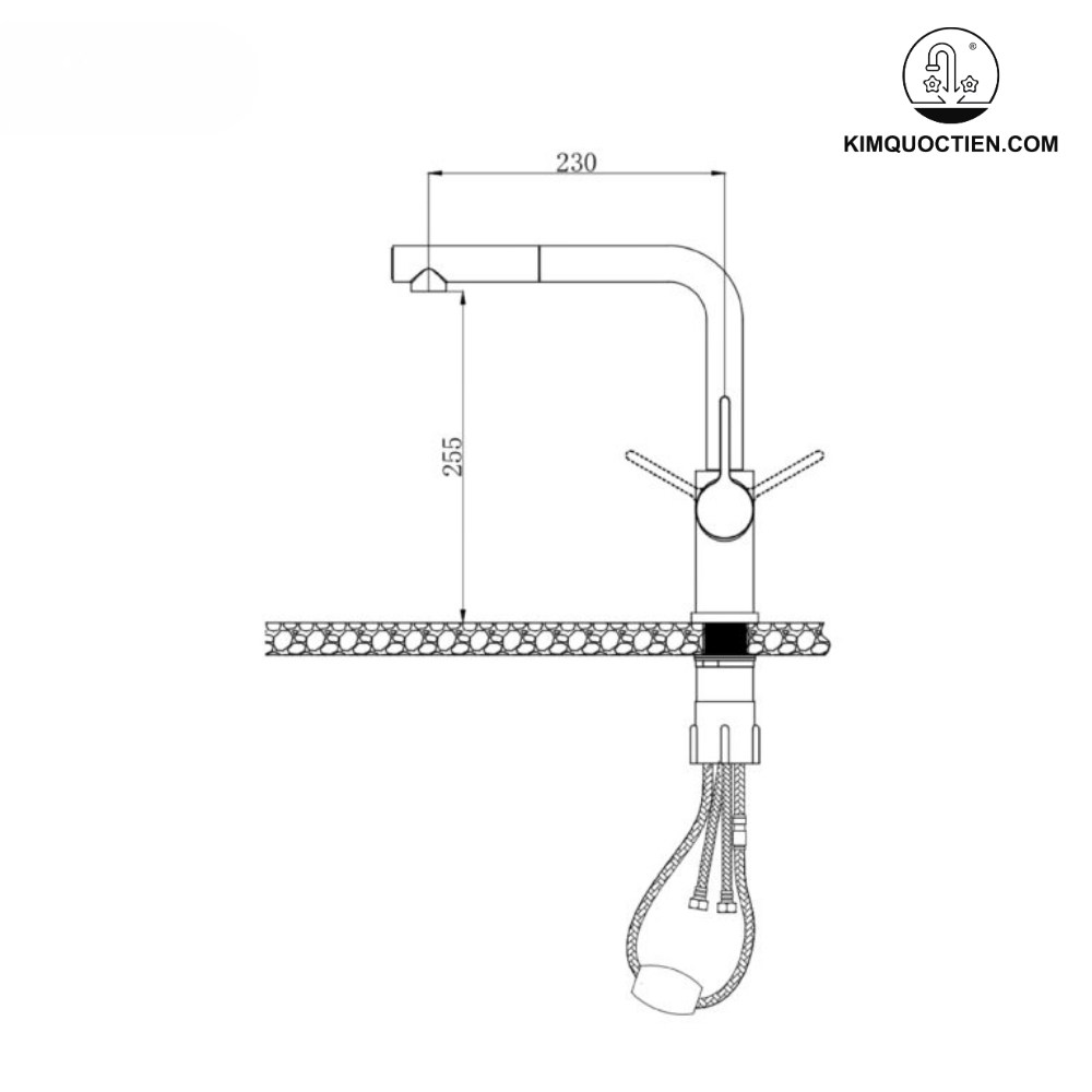 Vòi rửa bát dây rút KONOX Lumo Smart Chrome