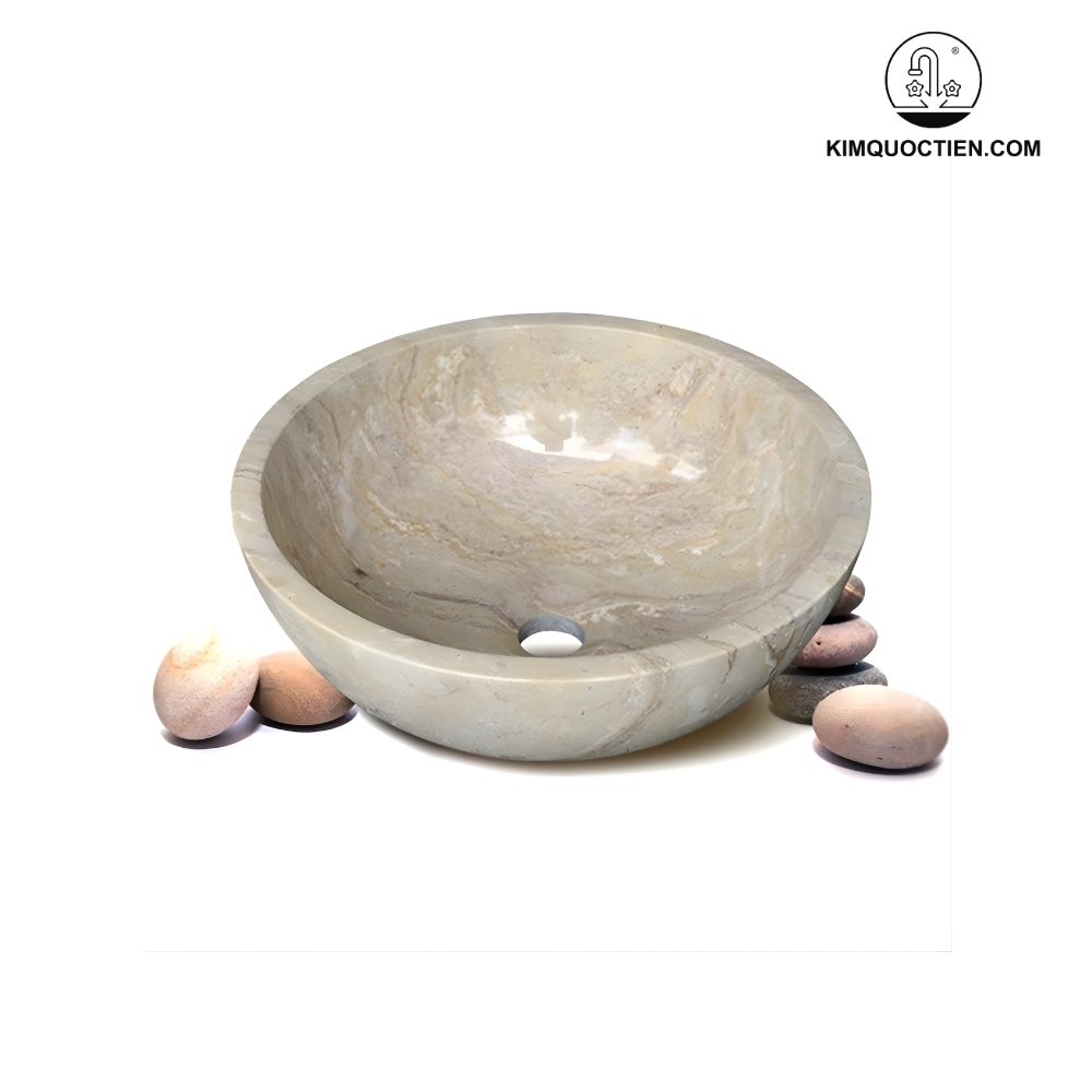 Chậu Rửa Mặt Lavabo Kanly MAR11N Đặt Bàn Đá Tự Nhiên 400x150 mm