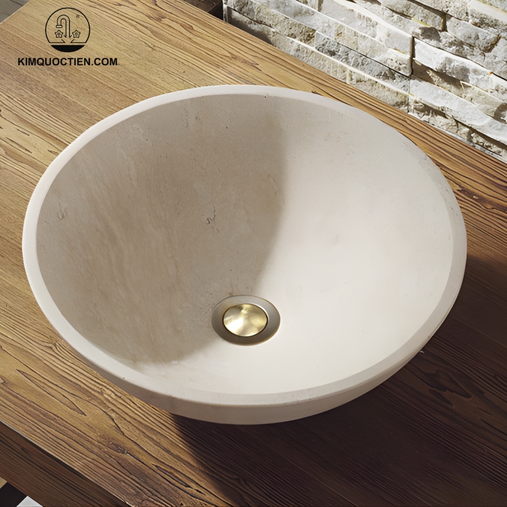 Chậu Rửa Mặt Lavabo Kanly MAR11N Đặt Bàn Đá Tự Nhiên 400x150 mm