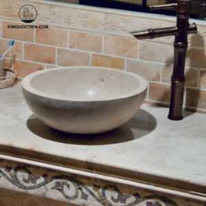 Chậu Rửa Mặt Lavabo Kanly MAR11N Đặt Bàn Đá Tự Nhiên 400x150 mm
