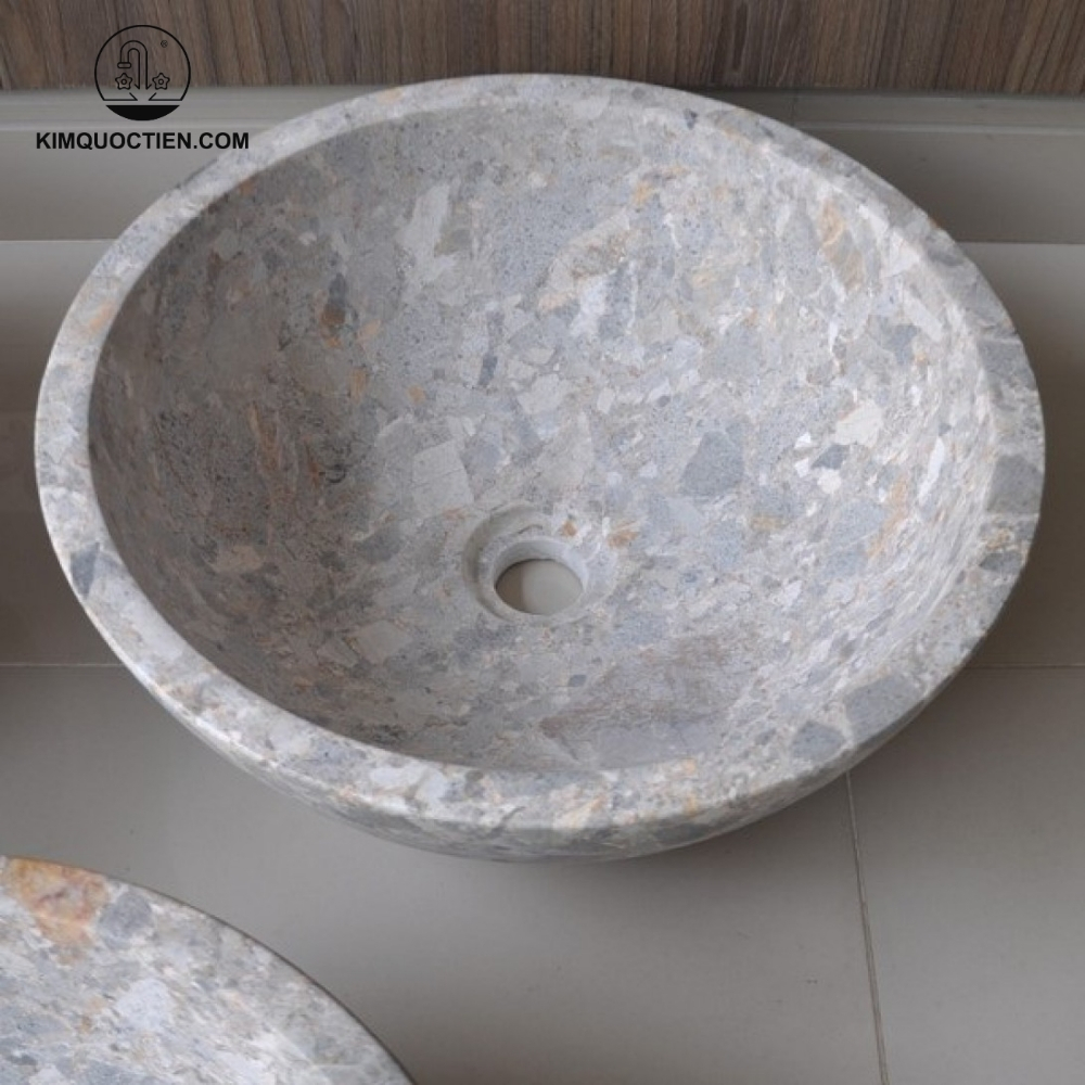 Chậu Rửa Mặt Lavabo Kanly MAR11V Đặt Bàn Đá Tự Nhiên 400x150 mm