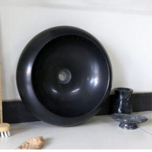 Chậu Rửa Mặt Lavabo Kanly MAR122V Đặt Bàn Đá Tự Nhiên Màu Đen 400x120 mm