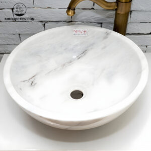 Chậu Rửa Mặt Lavabo Kanly MAR133N Đặt Sàn Trắng Vân Mây