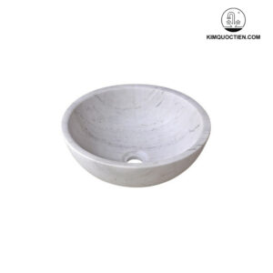 Chậu Rửa Mặt Lavabo Kanly MAR13V Đặt Bàn Đá Trắng Sữa 400x150 mm