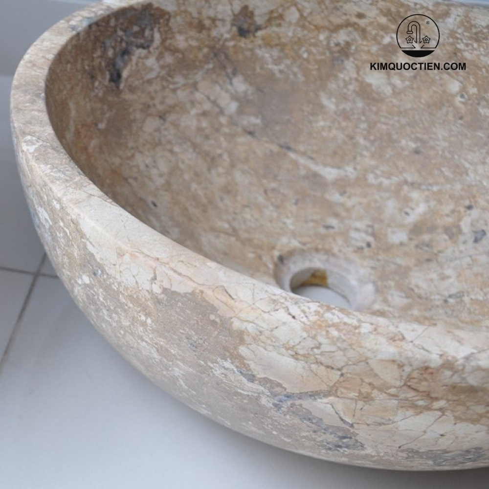 Chậu Rửa Mặt Lavabo Kanly MAR14V Đá Marble Tự Nhiên 400x150 mm