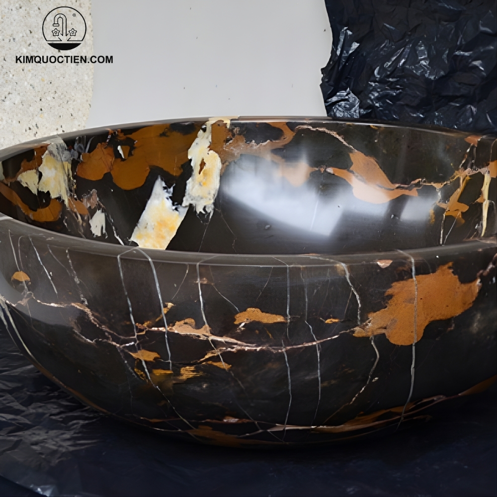 Chậu Rửa Mặt Lavabo Kanly MAR16N Đặt Bàn Đá Tự Nhiên 400x150 mm