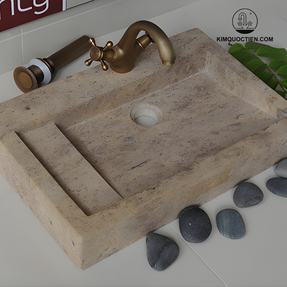 Chậu Rửa Mặt Lavabo Kanly MAR24V Đặt Bàn Đá Tự Nhiên