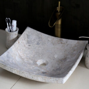 Chậu Rửa Mặt Lavabo Kanly MAR31V Đặt Bàn Đá Tự Nhiên 400x120 mm