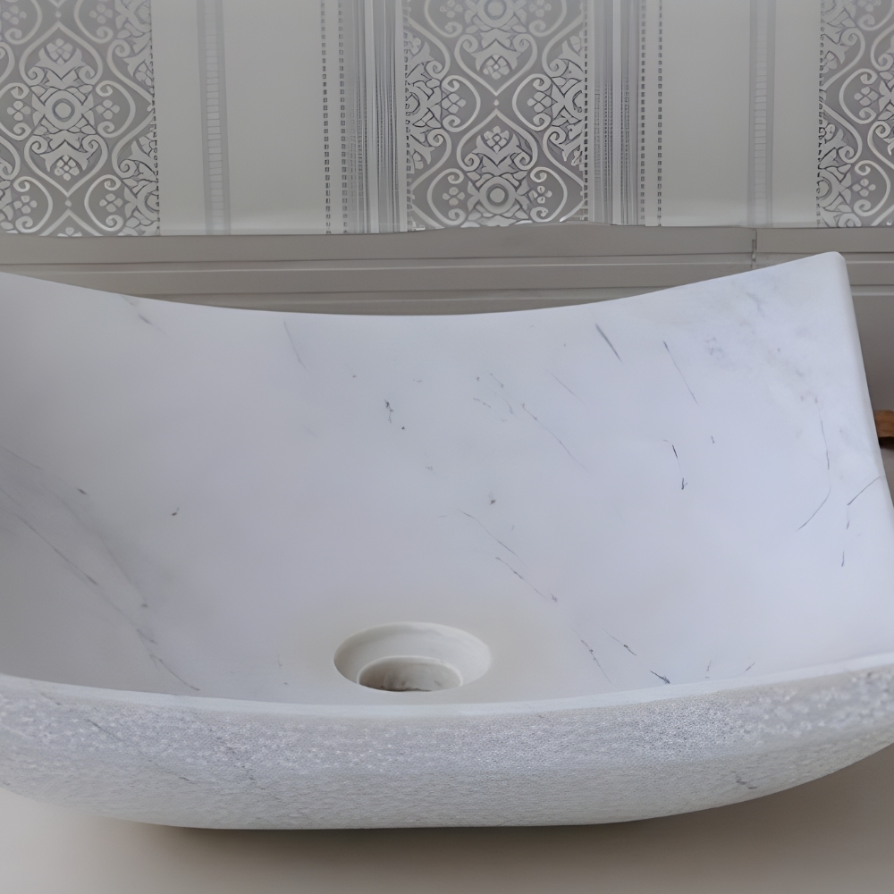 Chậu Rửa Mặt Lavabo Kanly MAR33V Đặt Bàn Đá Tự Nhiên 400x120 mm