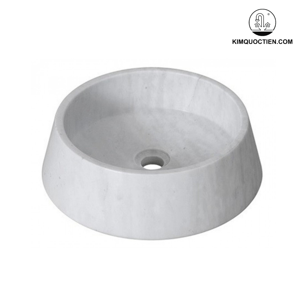 Chậu Rửa Mặt Lavabo Kanly MAR43V Đặt Bàn Đá Màu Trắng Sữa 400x120 mm