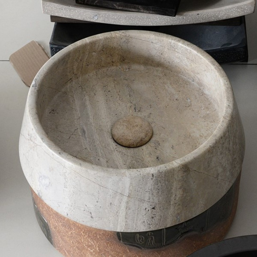 Chậu Rửa Mặt Lavabo Kanly MAR44V Đặt Bàn Đá Tự Nhiên 400x120 mm