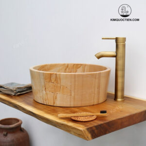 Chậu Rửa Mặt Lavabo Kanly MAR723N Đặt Bàn Đá Marble Tự Nhiên 400x140 mm