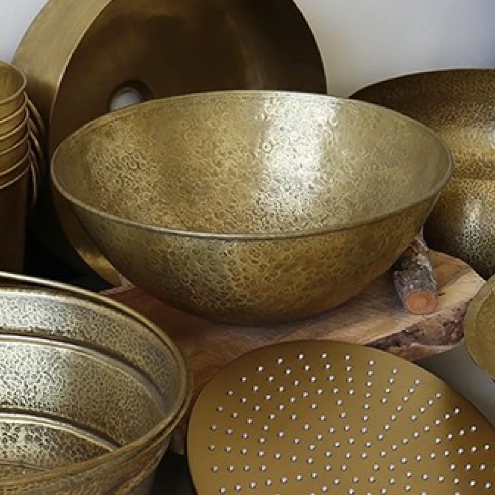 Chậu lavabo Kanly RSC202V đặt bàn đồng thau giả cổ tròn 370x150 mm