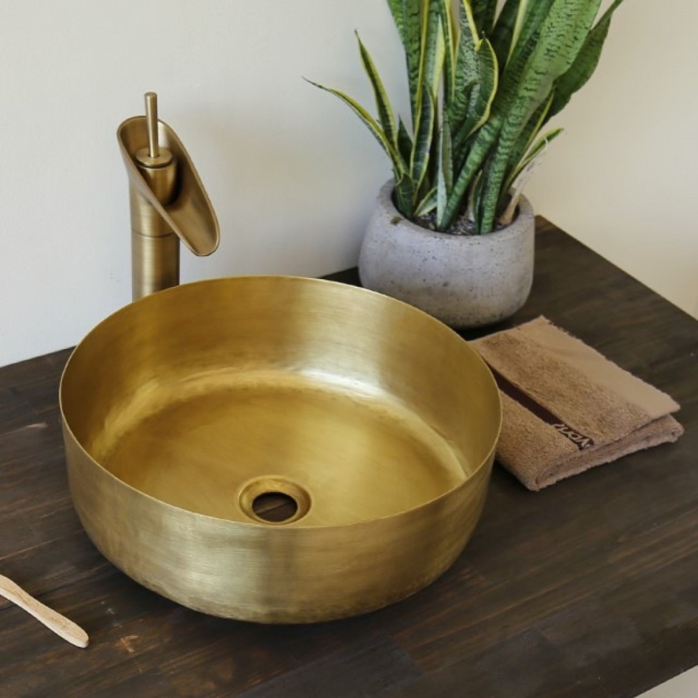 Chậu lavabo Kanly RSC401V đặt bàn phong cách đồng cổ 376x115 mm