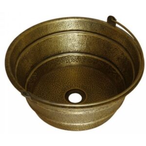 Chậu lavabo Kanly RSC411V đặt bàn đồng thau có quai xách 380x160 mm