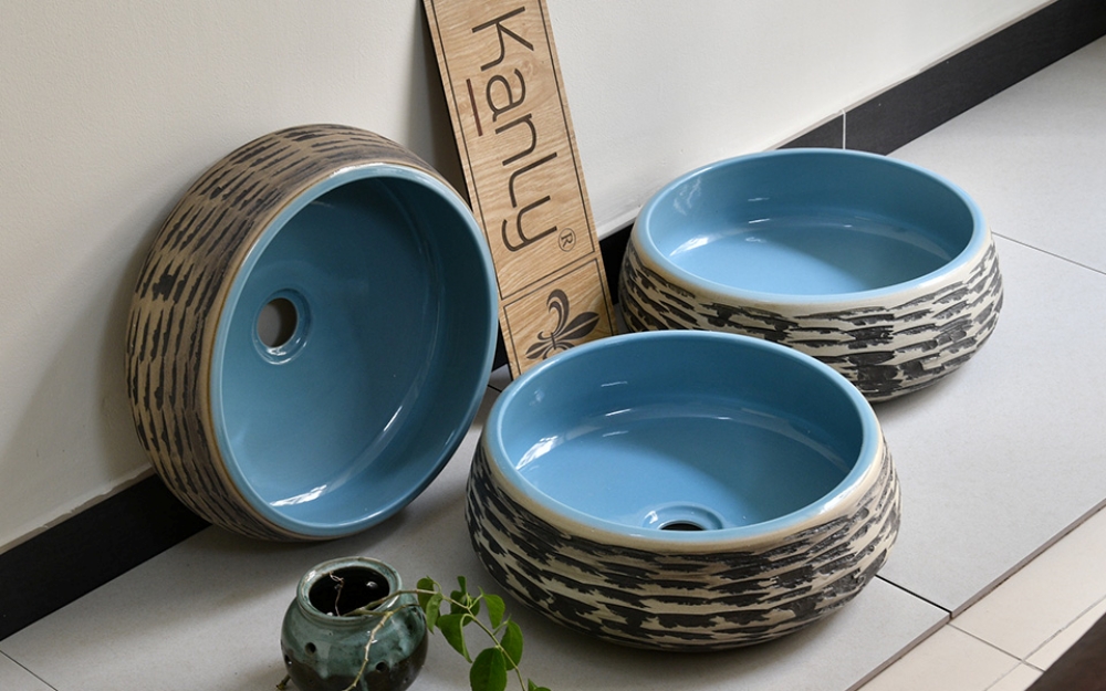 Chậu lavabo đặt bàn Kanly bằng sứ SU010