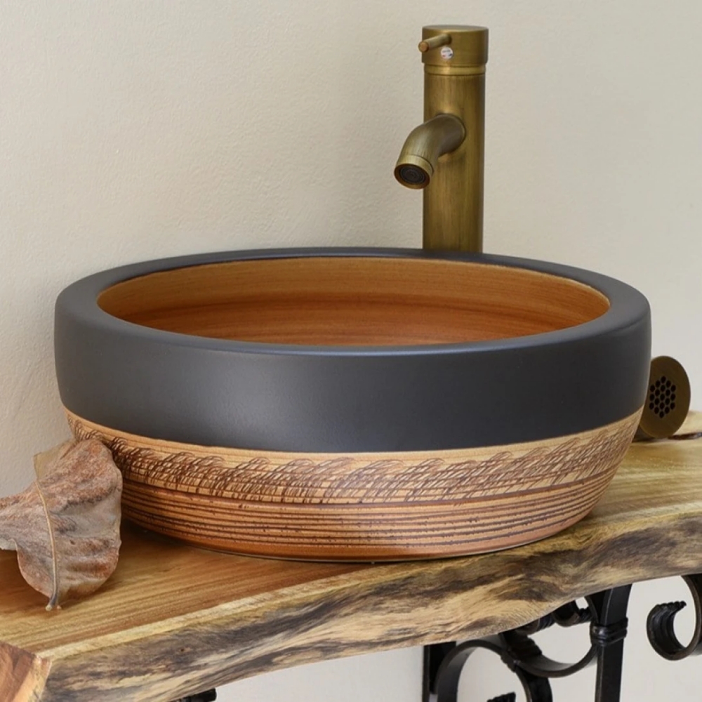 Chậu rửa mặt lavabo Kanly SU015 đặt bàn sứ mỹ thuật 400x150 mm