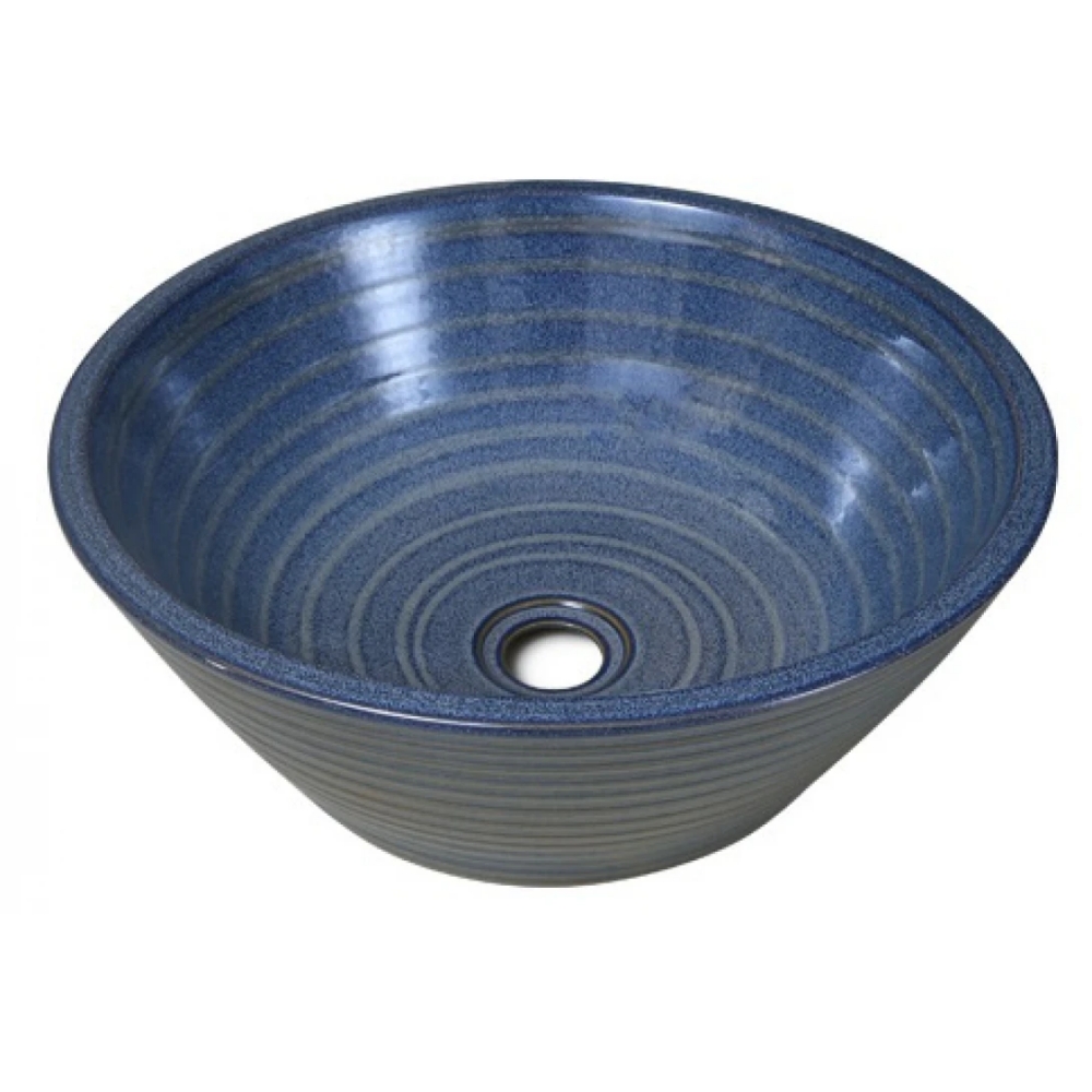 Chậu rửa mặt lavabo Kanly xanh SU018 đặt bàn sứ mỹ thuật 400x150 mm