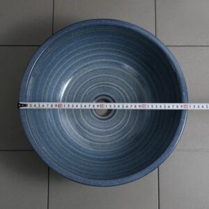 Chậu rửa mặt lavabo Kanly xanh SU018 đặt bàn sứ mỹ thuật 400x150 mm