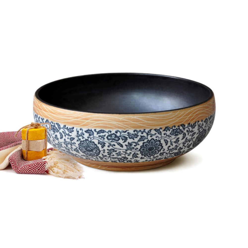 Chậu lavabo đặt bàn Kanly sứ hoa văn SU113