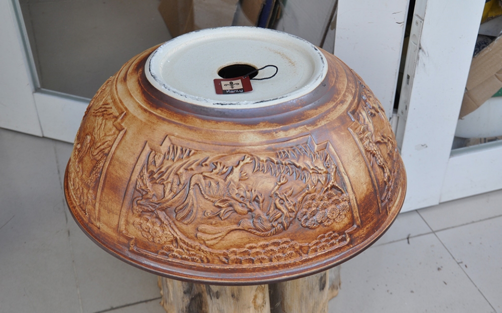 Chậu lavabo đặt bàn Kanly bằng sứ SU114