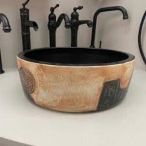 Chậu rửa mặt lavabo Kanly phong cách cổ điển SU116 đặt bàn sứ mỹ thuật 410x150 mm