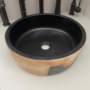Chậu rửa mặt lavabo Kanly phong cách cổ điển SU116 đặt bàn sứ mỹ thuật 410x150 mm