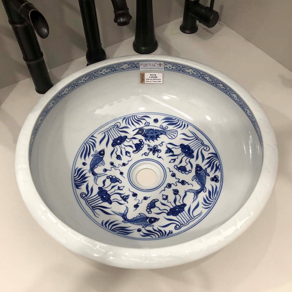 Chậu lavabo đặt bàn Kanly bằng sứ SU119