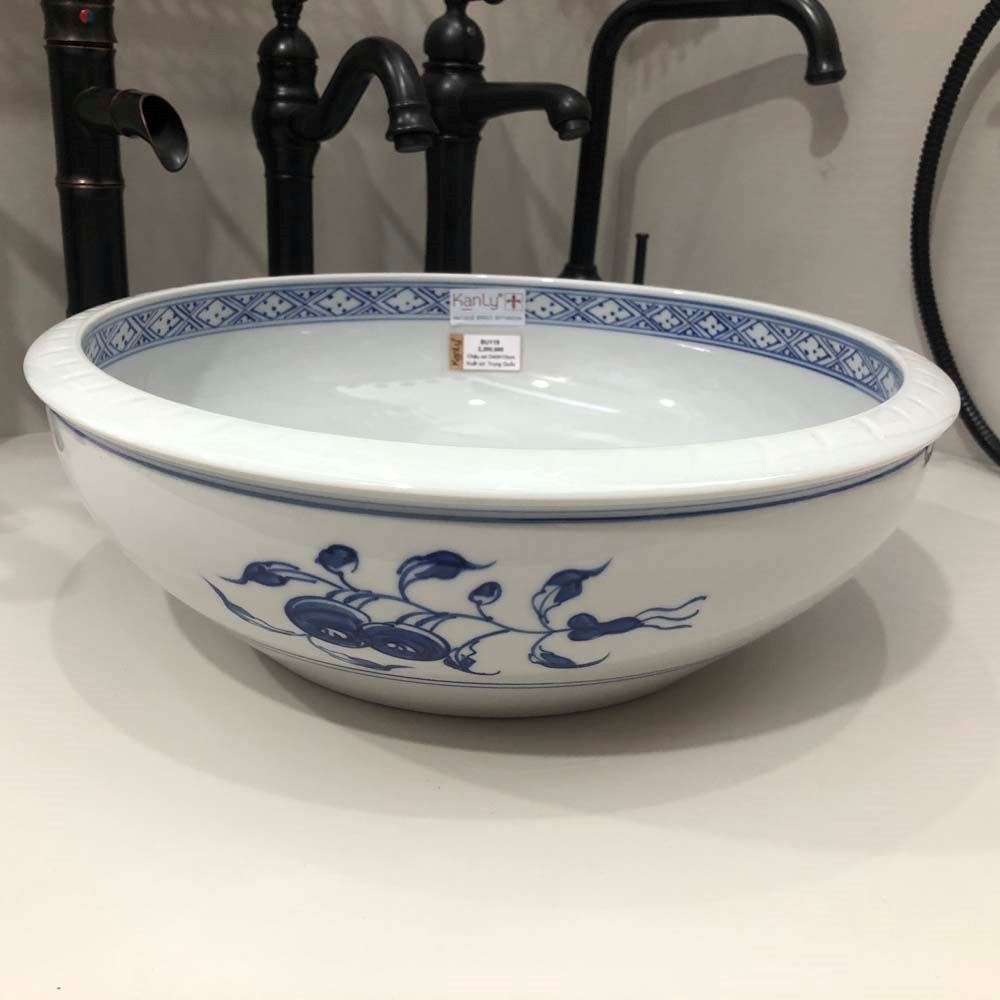 Chậu lavabo đặt bàn Kanly bằng sứ SU119