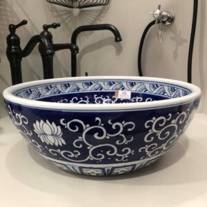 Chậu lavabo đặt bàn Kanly sứ hoa văn SU120