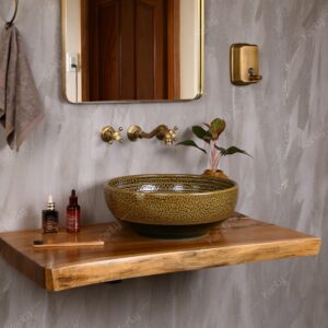 Chậu lavabo đặt bàn Kanly sứ hoa văn SU122