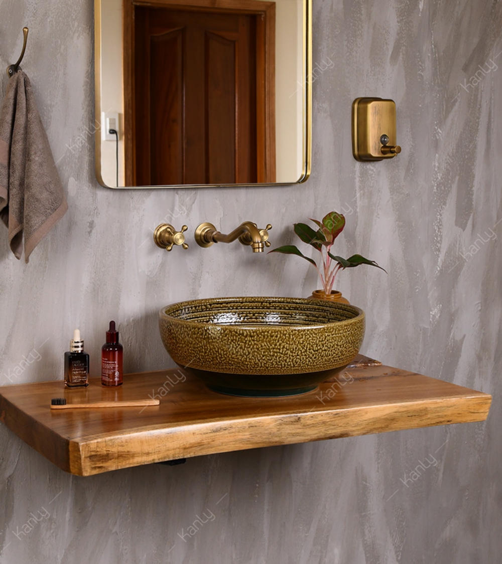 Chậu lavabo đặt bàn Kanly sứ hoa văn SU122