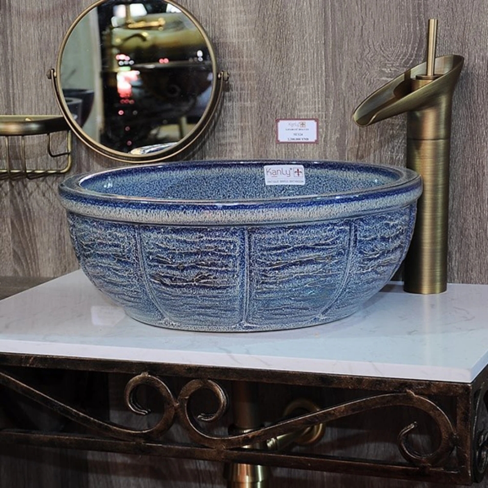 Chậu rửa mặt lavabo Kanly SU124 đặt bàn thiết kế thủ công