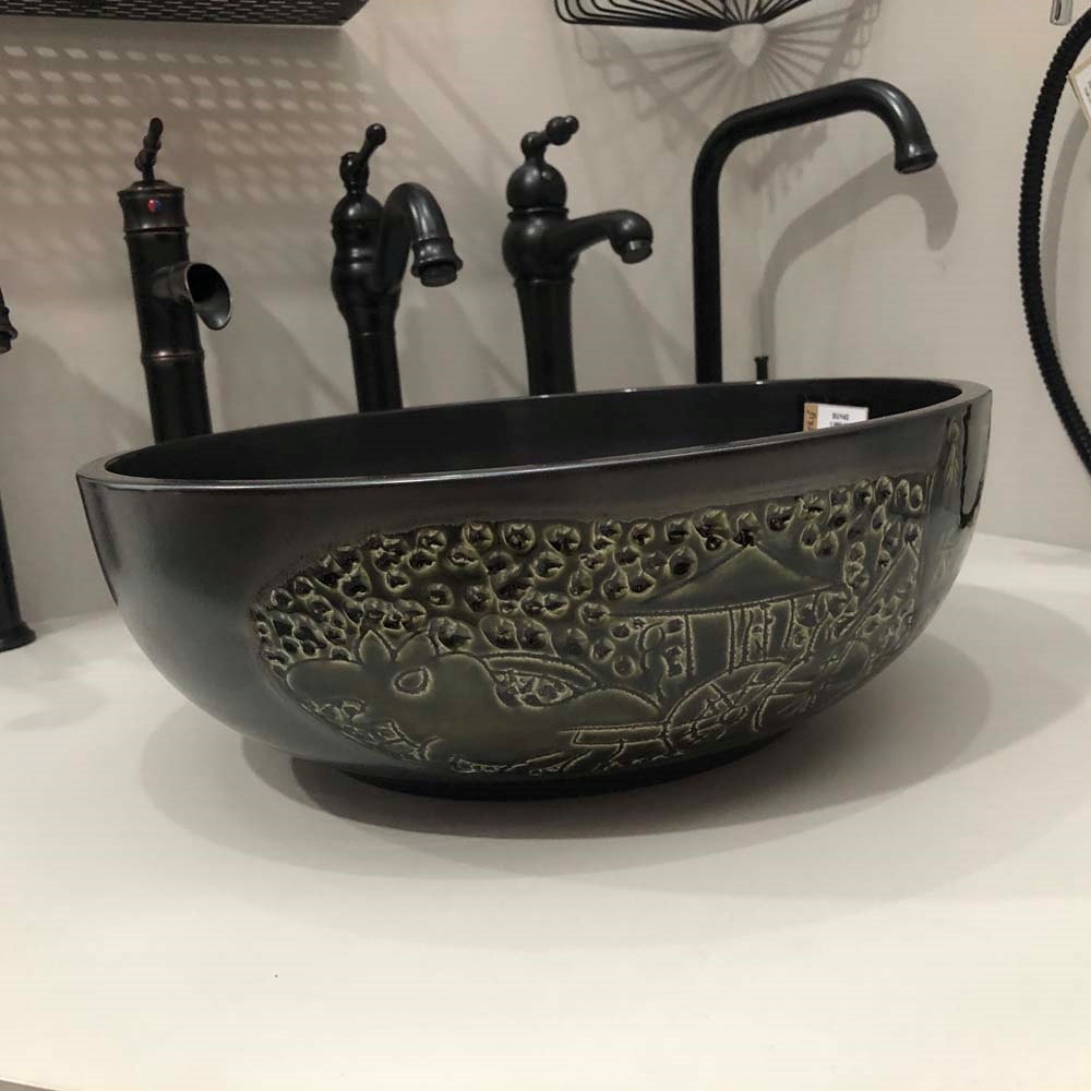 Chậu lavabo đặt bàn Kanly SU142 làm từ sứ cao cấp