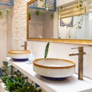 Chậu rửa mặt lavabo Kanly hoa văn nghệ thuật SU312 đặt bàn